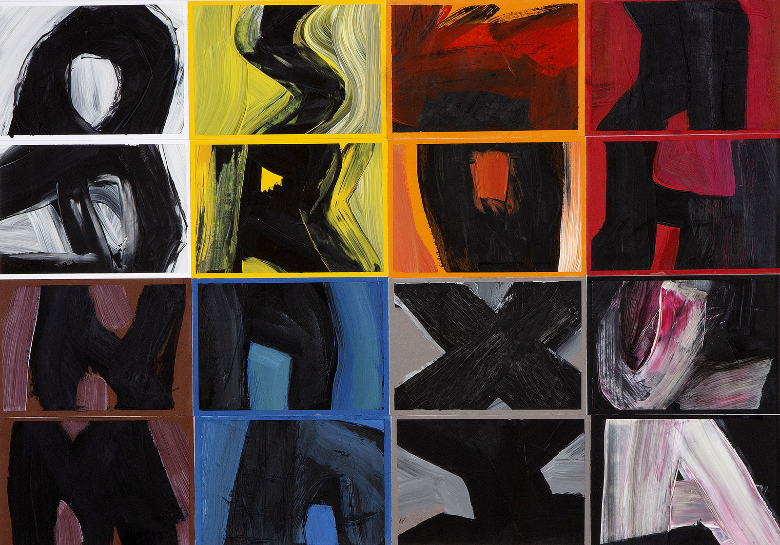 Zeichen-Paare ist eine abstrakte Collage von Doris Junker. Foto Dagmar Morath.